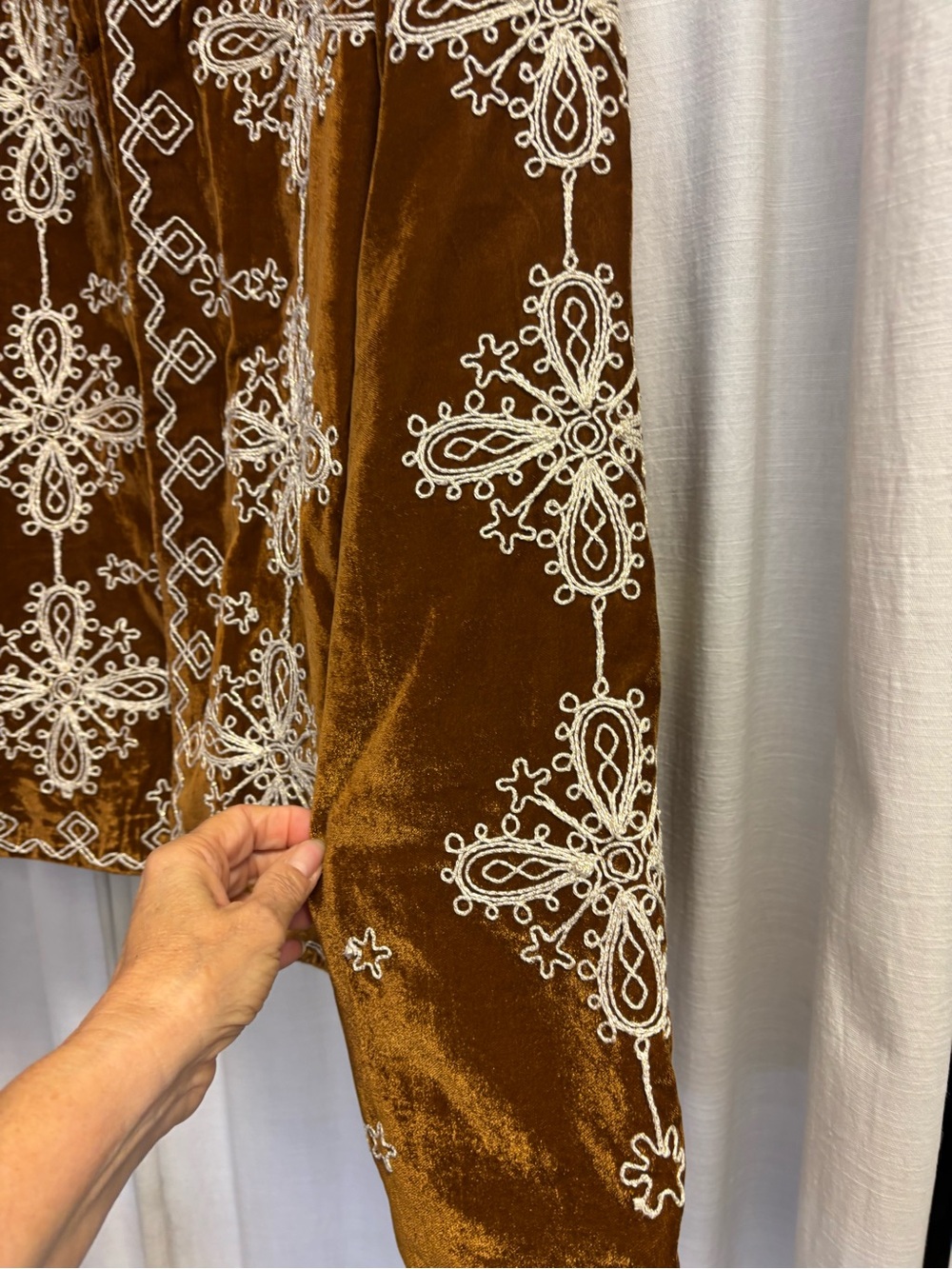 Free People Mia Jacket Embroidered Rust Velvet Women's Jacket - Picture 9 of 10